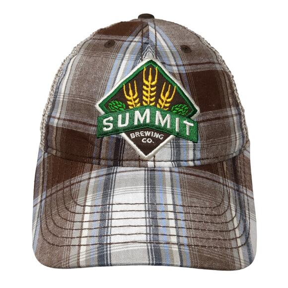Summit Brewing Co. Beer Is My Life Strapback Trucker Hat Multi One Size Plaid - Picture 1 of 9